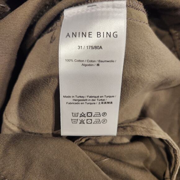 Anine Bing Briley high-rise wide leg twill green trousers size 31 - Picture 7 of 7